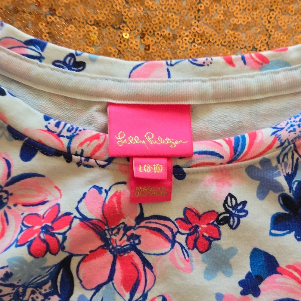 Lilly Pulitzer Kids Floral Print 3/4 Sleeve Top, Girl's Size L (8-10)‎